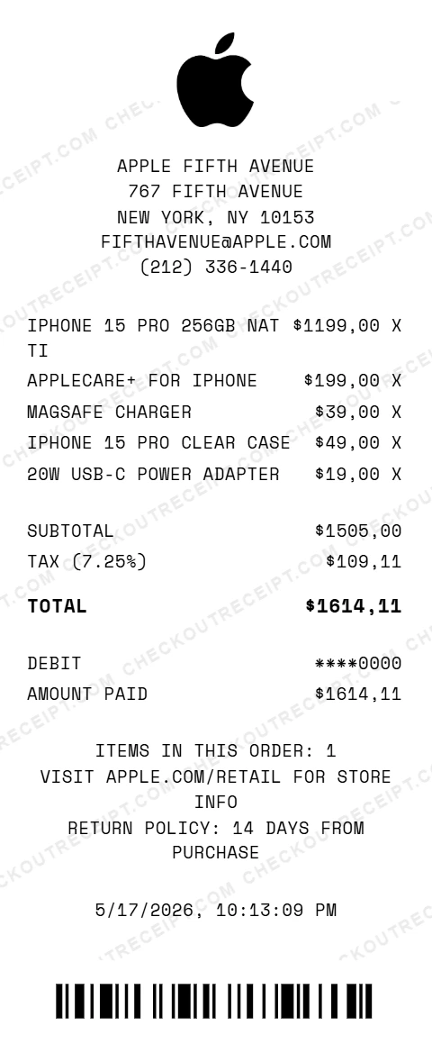Apple Store Receipt