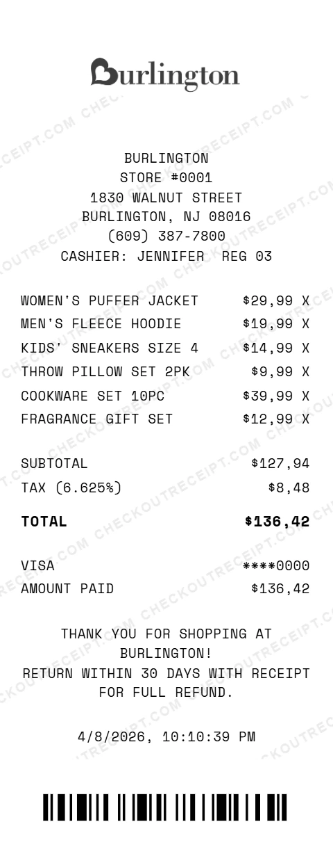 Burlington Receipt