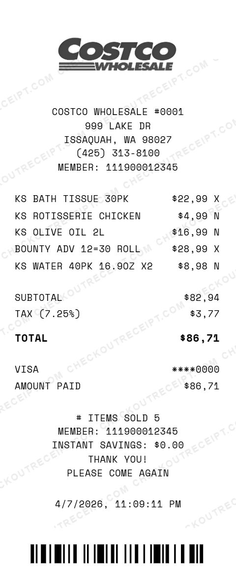 Costco Receipt