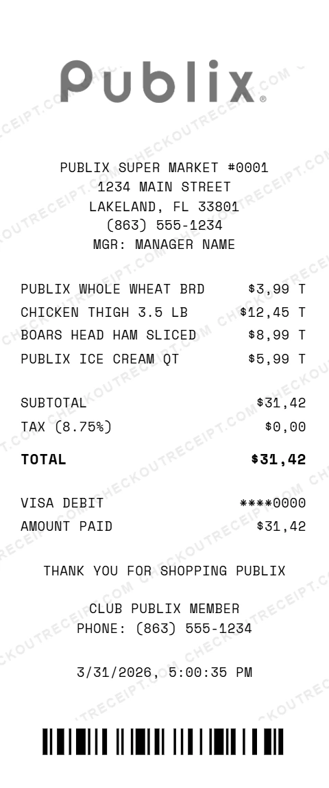 Publix Receipt