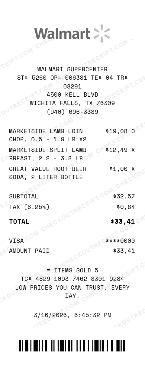 Walmart Receipt